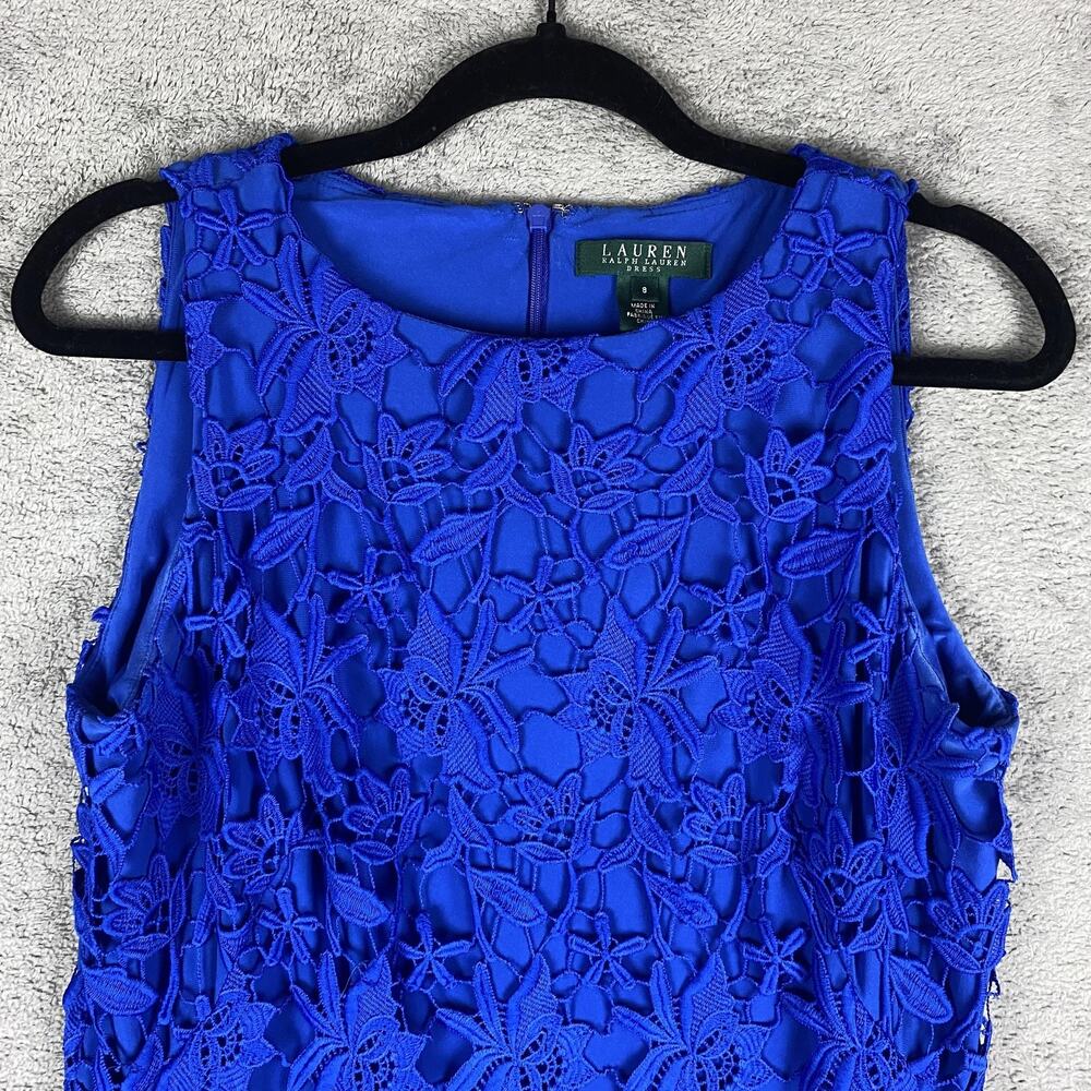 Lauren Ralph Lauren Dress Womens 8 Floral Lace Sleeveless Festive Cocktail Party - Picture 2 of 12